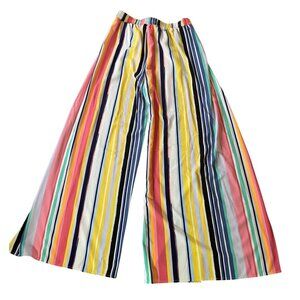 NEW NY & Co. Multicolored Striped Palazzo Pants Elastic Waist Small